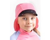 Unuo, Dětská kšiltovka s plachetkou a UV ochranou 50+, Růžová, Květiny Velikost: S (45-48 cm)